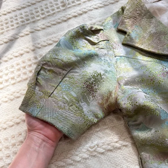 Original 1930s Chinese Silk Brocade House Coat Robe Dress Floral Frog Closures - Picture 11 of 17